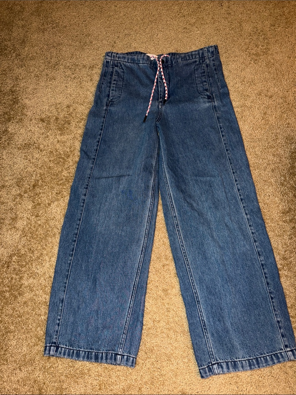Anthropologie Pilcro High Rise Wide-Leg Denim Jeans with Drawstring
